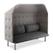 High-backed gray privacy sofa with tufted details and cushions on white background. (Dark Gray-Gray)