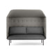 Gray modern two-seater sofa with button detail and metal legs on white background. (Dark Gray-Gray)