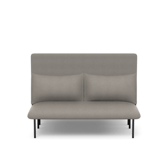 Modern two-seater gray sofa with black legs on a white background. (Gray-Gray)