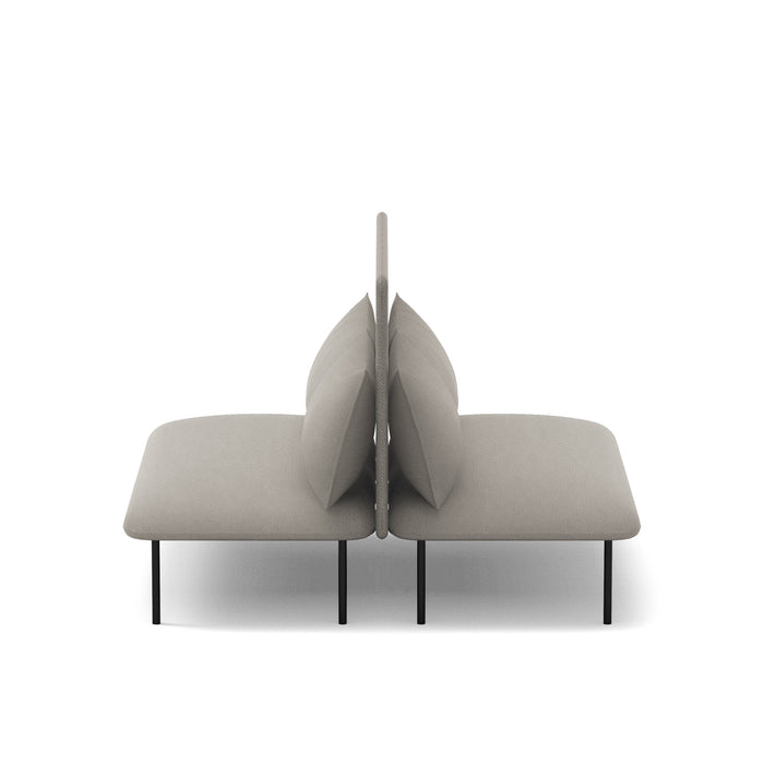 Modern two-seater gray sofa with pillows on a white background. (Gray-Gray)