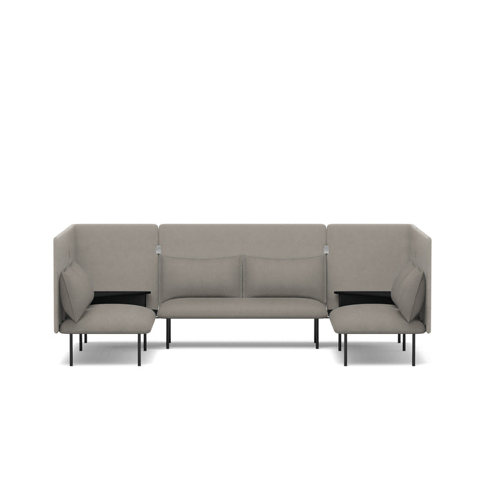 Modern gray sectional sofa with chaise and metal legs on white background. (Gray-Gray)