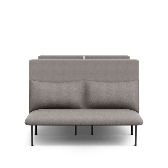 Modern gray fabric sofa with metal legs isolated on white background (Gray-Gray)