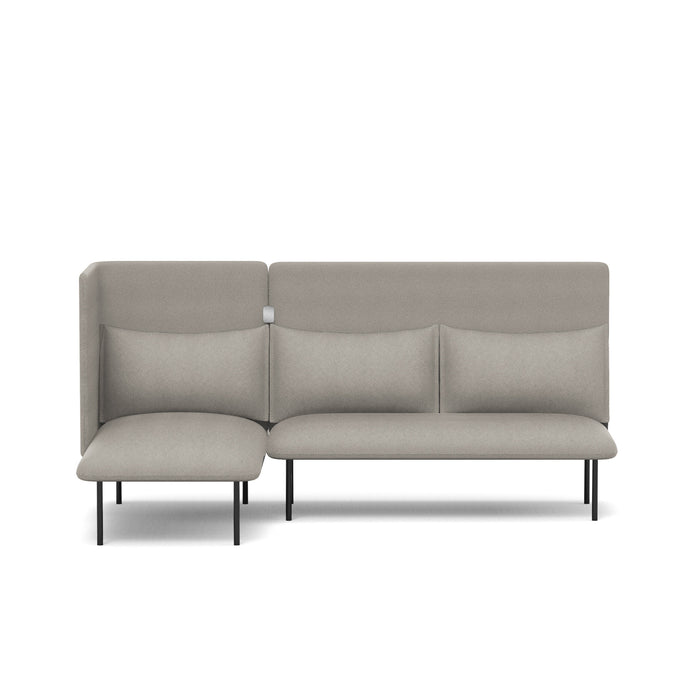 Modern gray sectional sofa with chaise on white background. (Gray-Gray)