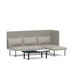 Modern corner sofa with cushions and a small coffee table on a white background. (Gray-Gray)