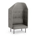 High-back gray fabric armchair with tufted design on white background. (Gray-Gray)