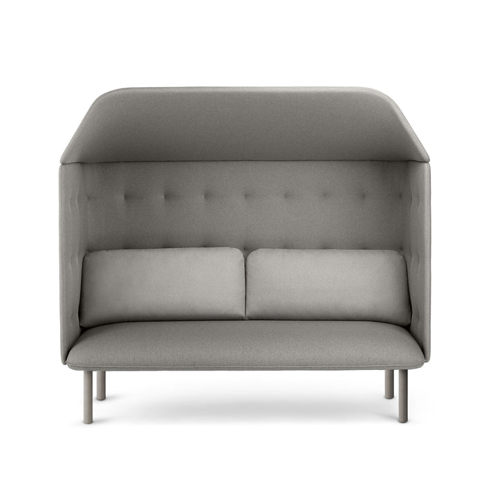 Modern grey fabric loveseat sofa with tufted backrest isolated on white background. (Gray-Gray)