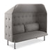 Grey modern high-back loveseat with tufted details on white background. (Gray-Gray)
