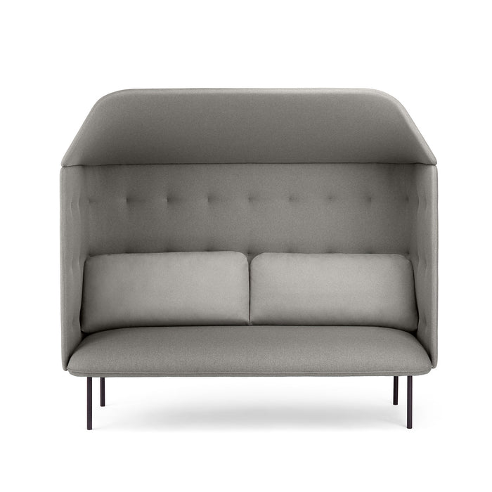 Modern gray two-seater tufted sofa with metal legs on a white background. (Gray-Gray)