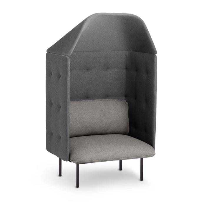 Modern gray high-back privacy chair with cushion on white background (Gray-Dark Gray)