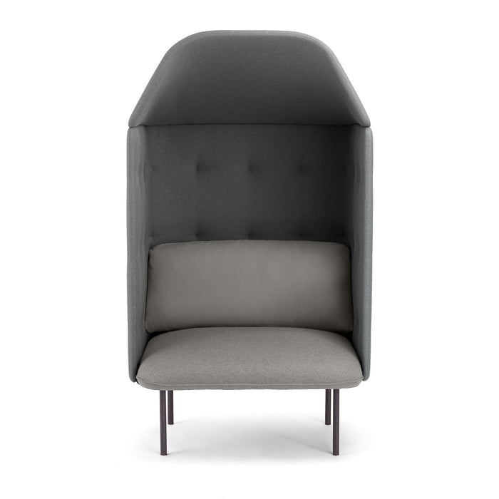 Modern gray high-back chair with cushion on white background. (Gray-Dark Gray)