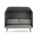 Modern grey fabric two-seater sofa with tufted backrest on white background (Gray-Dark Gray)