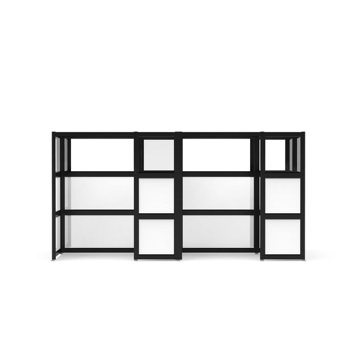 Modern black modular shelving unit isolated on white background (Black-Private-4)