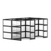 Black modular bookshelf with multiple compartments against a white background. (Black-Semi-Private-4)