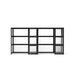 Modern black modular shelving unit with empty shelves on white background. (Black-Semi-Private-4)