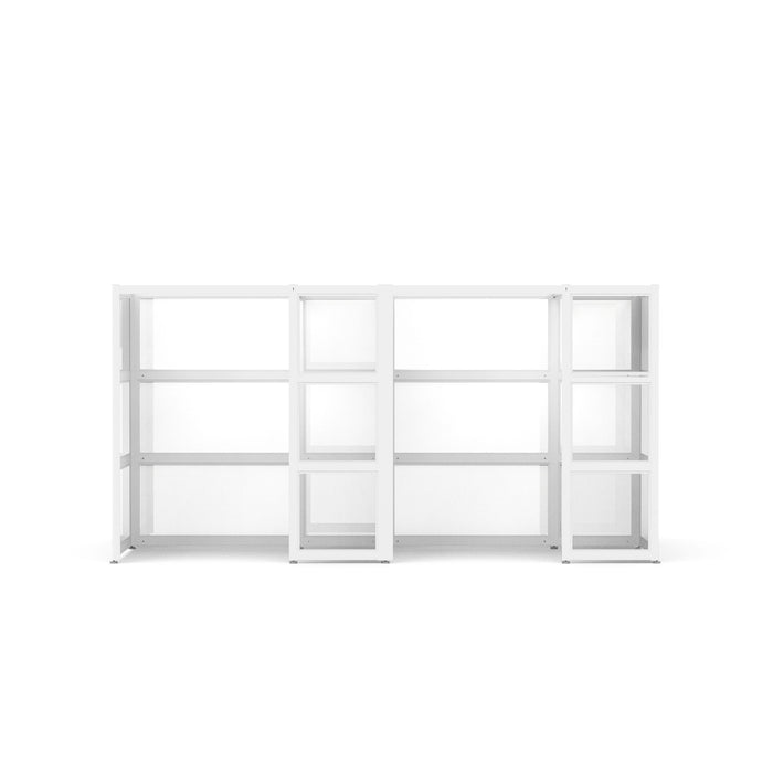Modern white empty bookshelves isolated on white background (White-Semi-Private-4)