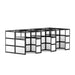 Modular black cube shelves with white panels on white background (Black-Private-6)