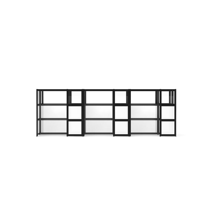 Modern black modular shelving unit on white background (Black-Private-6)
