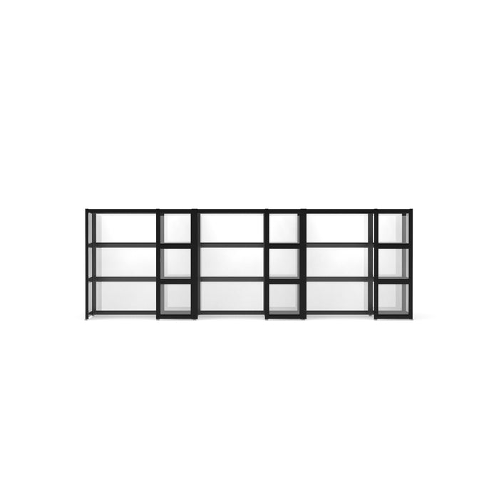 Modern black modular shelving unit isolated on white background. (Black-Semi-Private-6)