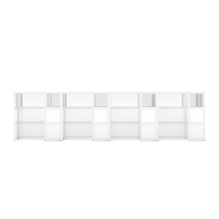 White modular bookshelves isolated on white background. (White-Private-8)