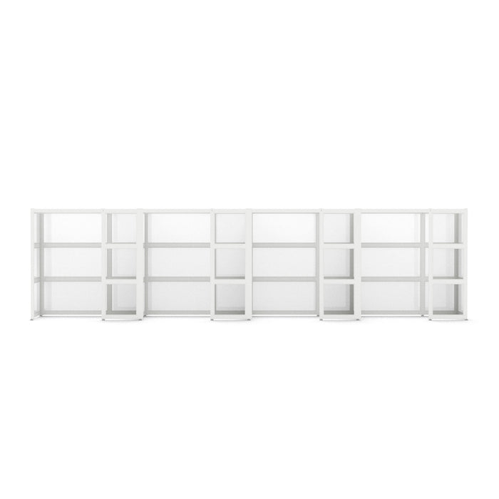 Empty white modular bookshelves isolated on a white background. (White-Semi-Private-8)