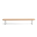 Modern minimalist wooden bench with white legs on a white background. (Natural Oak)