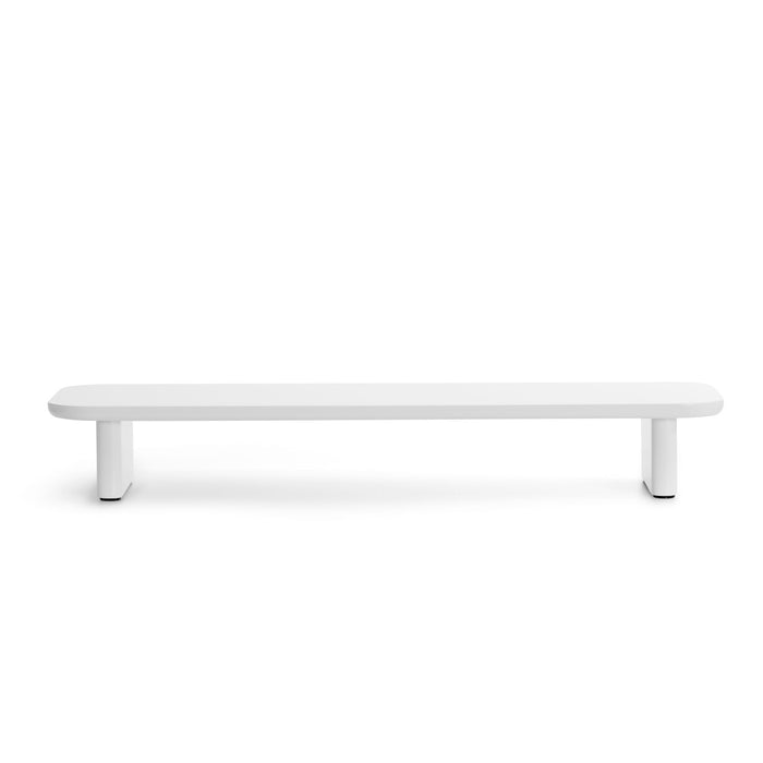 Minimalist white modern coffee table on a white background. (White)