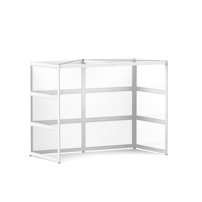 White modular cube storage organizer on a white background. (White-Semi-Private-White Glass)