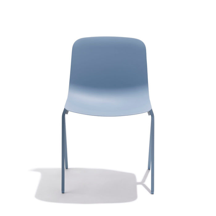 Modern blue chair with metal legs on white background. (Sky)