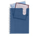 Spiral notebook with transparent sticky notes listing to-dos and groceries. (Slate Blue)