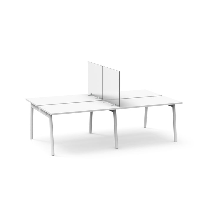 Modern white office desks with partition on a white background. (27&quot;)