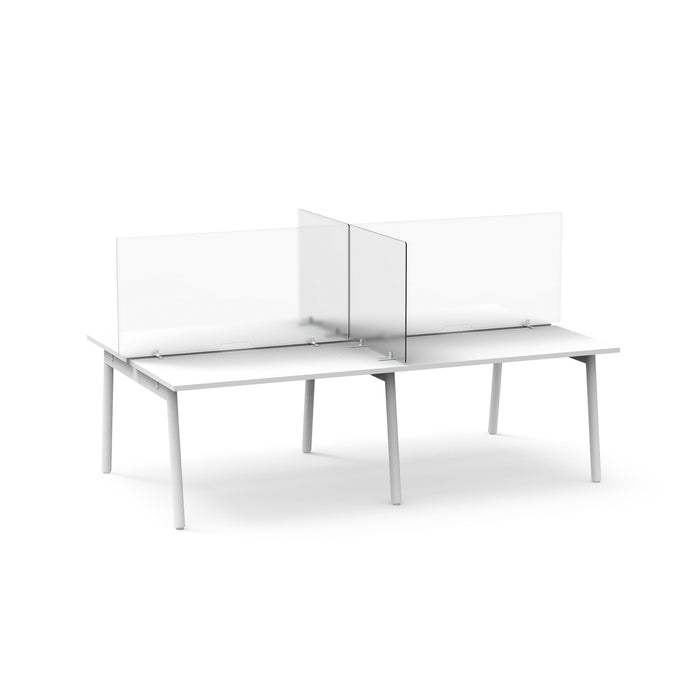 Office desks with partition screens on white background. (27&quot;)