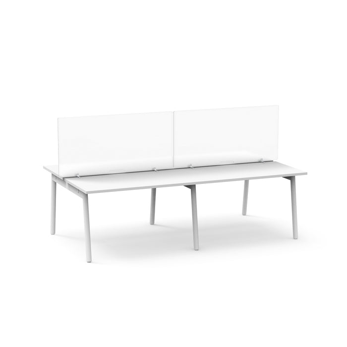 Modern white two-seater bench with metal legs isolated on a white background. (45&quot;)