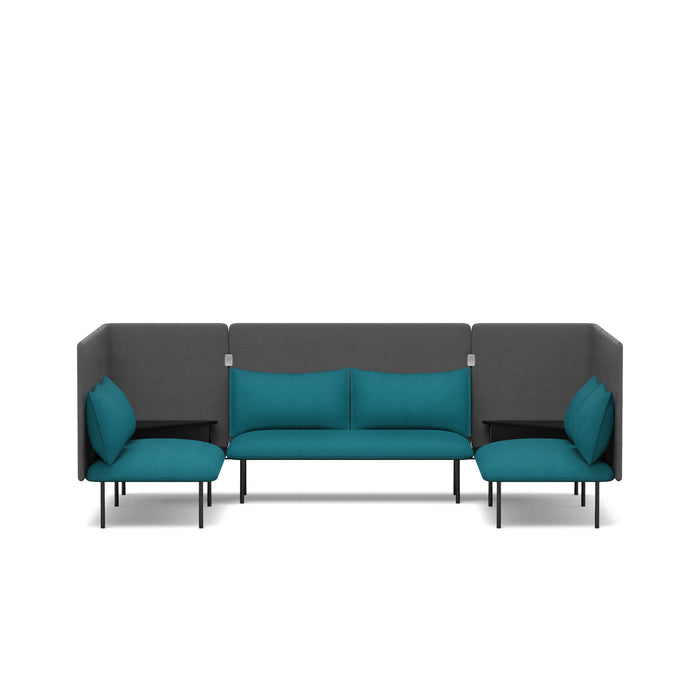 Modern charcoal and teal modular office sofa on a white background. (Teal-Dark Gray)
