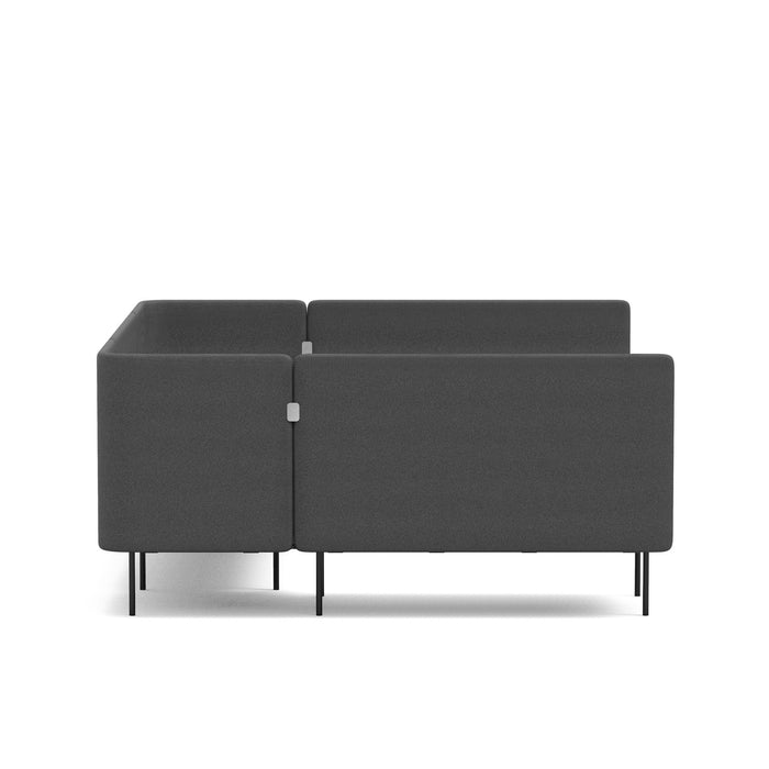 Modern charcoal gray two-seater sofa with metal legs on a white background. (Teal-Dark Gray)