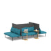 Modern blue and gray sectional sofa with side tables and a laptop (Teal-Dark Gray)