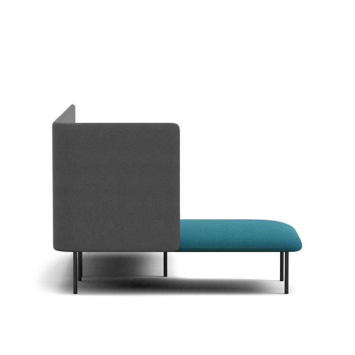 Modern blue and gray office lounge sofa on a white background. (Teal-Dark Gray)