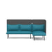 Modern teal and gray sectional sofa on white background. (Teal-Dark Gray)