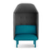 Modern blue privacy chair with high grey backrest isolated on white background. (Teal-Dark Gray)