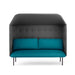 Modern charcoal and teal sofa with button detail on white background (Teal-Dark Gray)