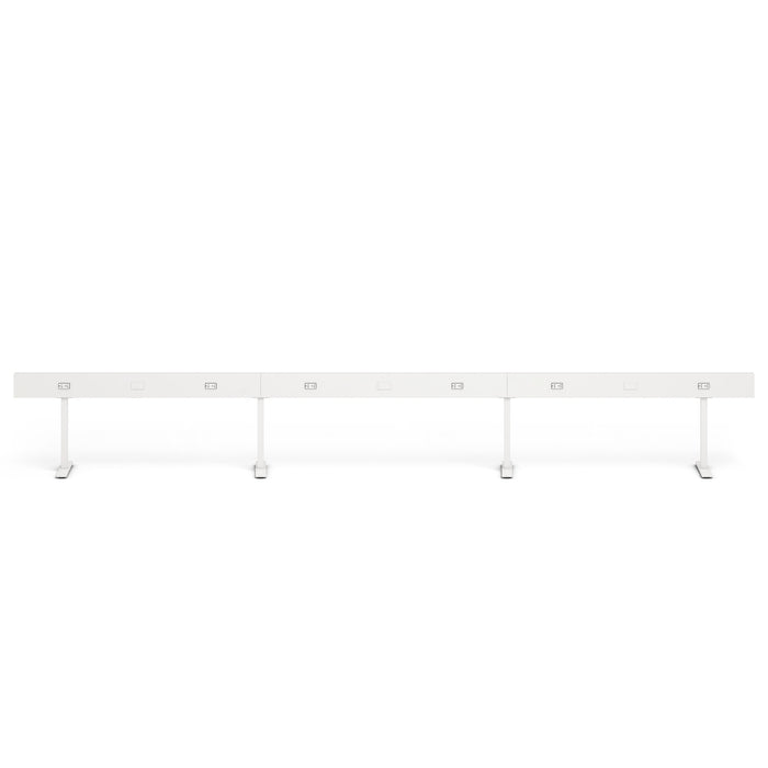 Modern white modular desk with multiple workstations on a light background. (White-180&quot;)