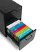 Open black filing cabinet with color-coded files on white background (Black-Black)