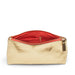 Gold cosmetic bag with zipper on white background. (Gold)