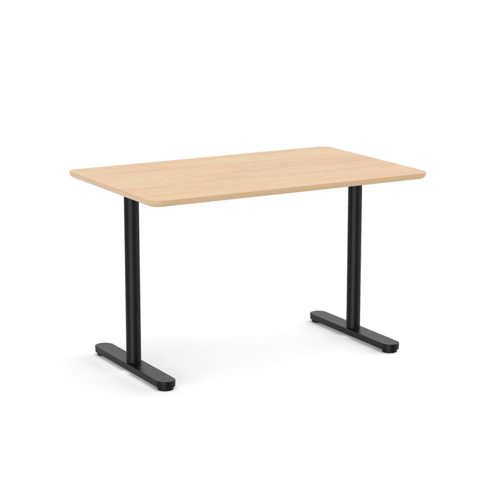 Modern wooden desk with black metal legs isolated on white background. (Natural Oak-48&quot;)