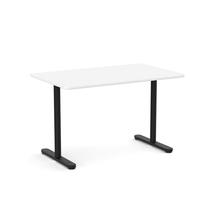Modern white office desk with black legs on a white background. (White-48&quot;)