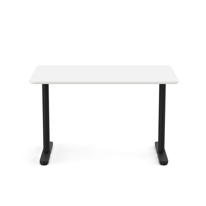 Modern white desk with black legs isolated on white background. (White-48&quot;)