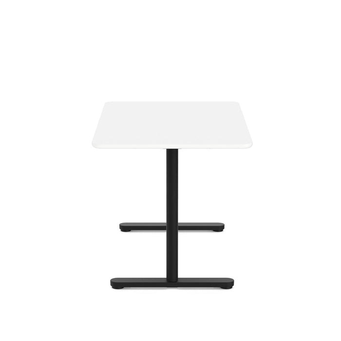 Modern white square table with black metal legs on white background (White-48&quot;)