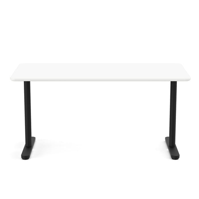Modern white office desk with black legs on a white background. (White-60&quot;)