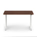 Modern adjustable-height desk with dark wood top and white legs on white background. (Walnut-60&quot;)