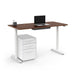 Modern height-adjustable desk with laptop, notebook, and mobile file cabinet on white background. (Walnut-60&quot;)