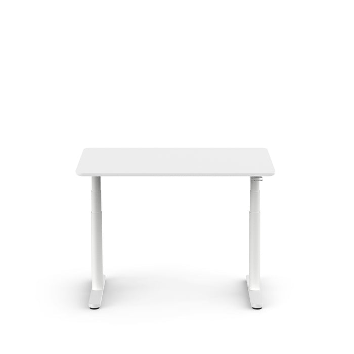 Modern white adjustable height desk isolated on white background. (White-48&quot;)